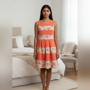 Paper Doll Cute girls sleeveless color block with floral design Size 14 EUC